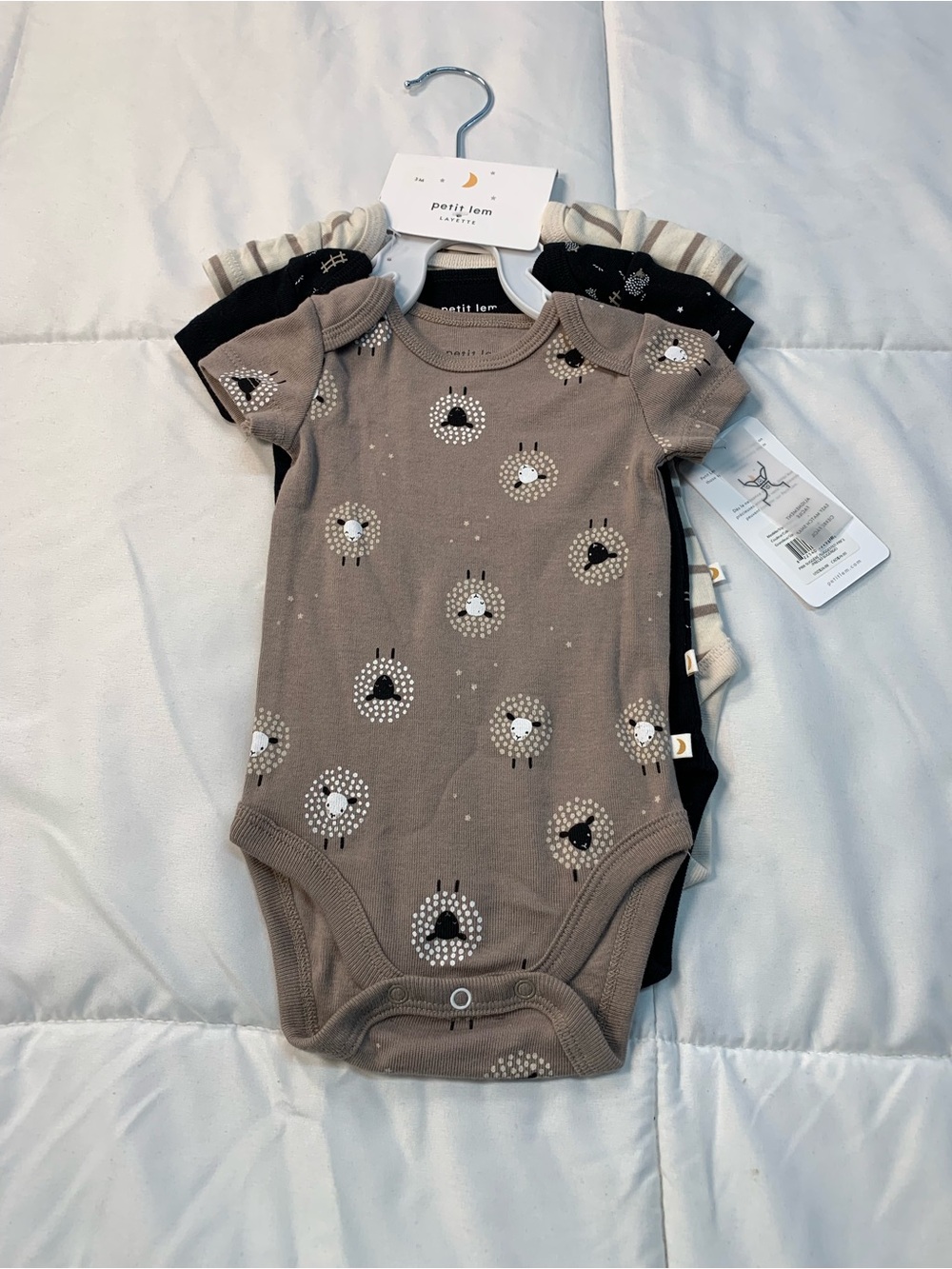 New petit lem three set body suit size 3M